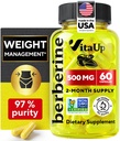 Berberine Supplement 500mg - USA Made Berberine 500mg - Non-GMO Berberine HCL - Berberine Kosttilskud til vægttab, energi, immunforsvar - 60 kapsler