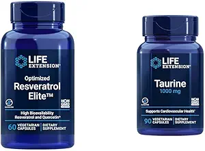 Optimeret Resveratrol Elite 60 kapsler & Taurine 1000mg 90 kapsler Bundle