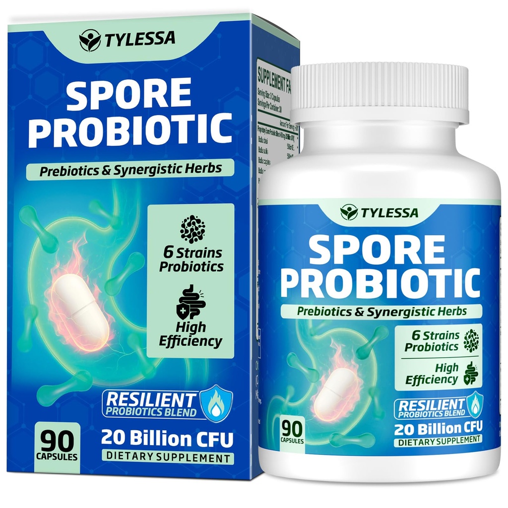 Spore Probiotic, 90 Capsules - Bacillus Subtilis Spore Based Probiotic for Women & Men, 20 Billion CFU Probiotics for Digestive Health, Daily Gut Health & Immune Support, Vegan & Shelf Stable