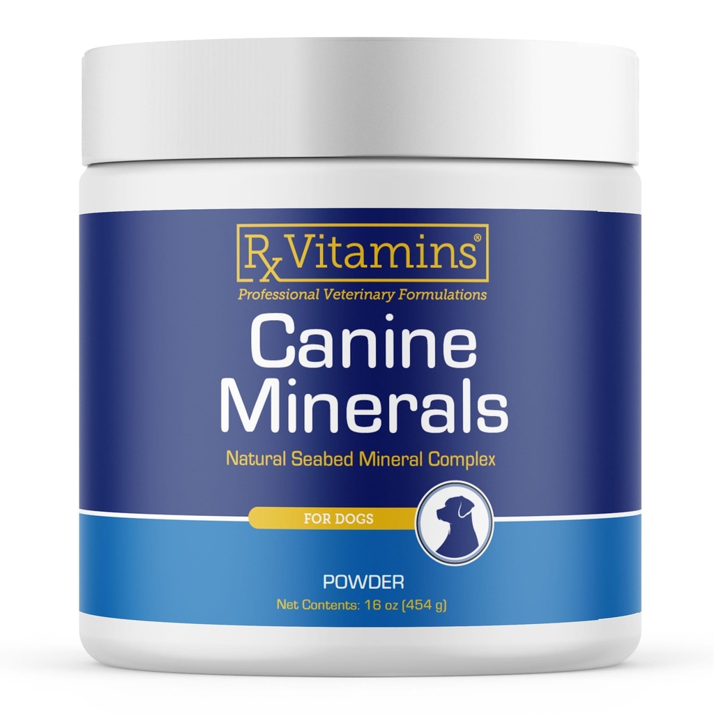 Rx Vitaminer Canine Minerals - Essential Minerals for Dogs - Calcium, Magnesium, jern supplement, ben og fælles supplement til K9, immunforsvar - 16oz