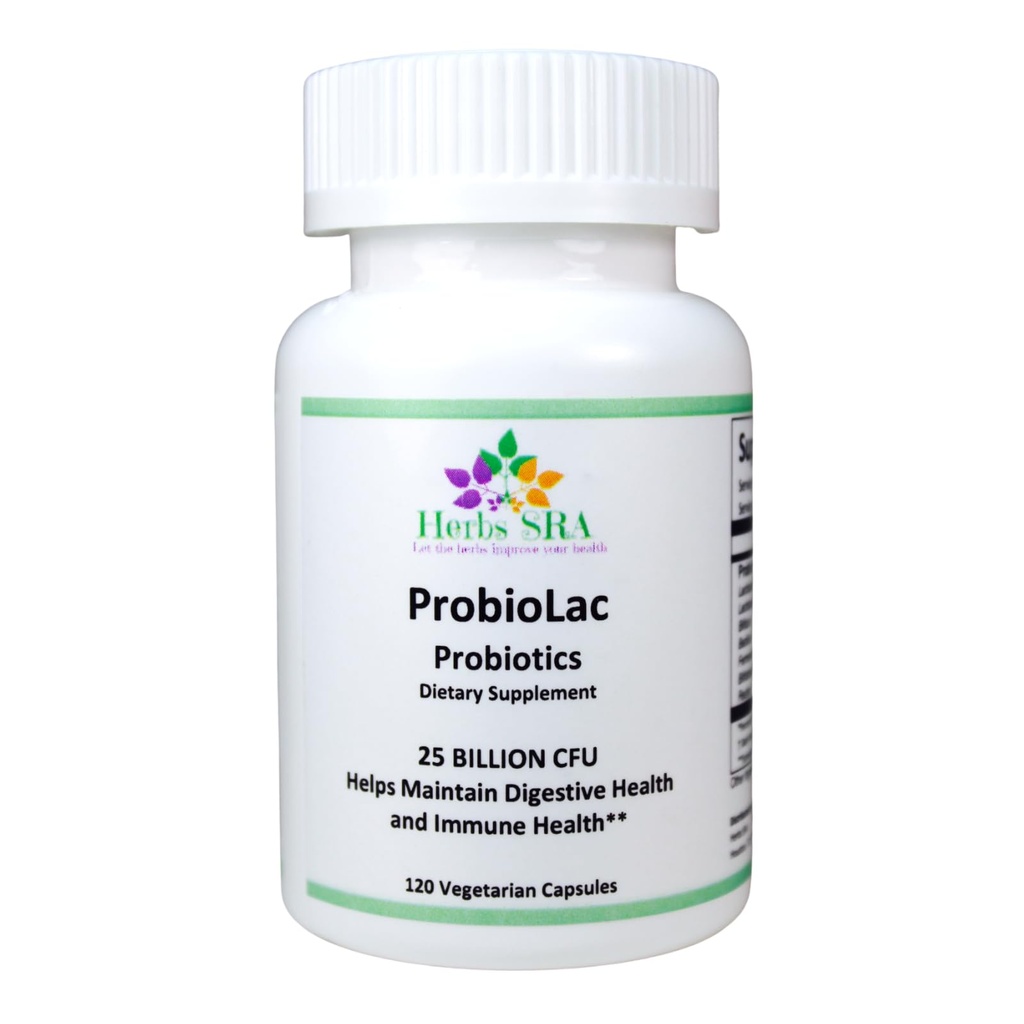 ProbioLac Probiotic Supplement with 25 Billion CFU Multi-Strain Probiotic for Digestive Balance & Immune Wellness 120 Vegetarian Capsules