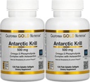 California Gold Nutrition Antarctic Krill Oil, Ultra-High Omega-3 med Astaxanthin, Natural Strawberry & Lemon Flavor, Non GMO, Gluten Free, 500 mg, 120 Fish Gelatine Softgels, 2 Pack