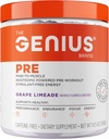 Genius Pre Coffeine- Free Pre Workout Boosted Energy, Fokus, Performance Nootrop Formel AlphaSize, Citrullin Malate, CarnoSyn Beta Alanine Endurance, Stamina, Inddrivelse, 20 Serveringer - Grape Limeade