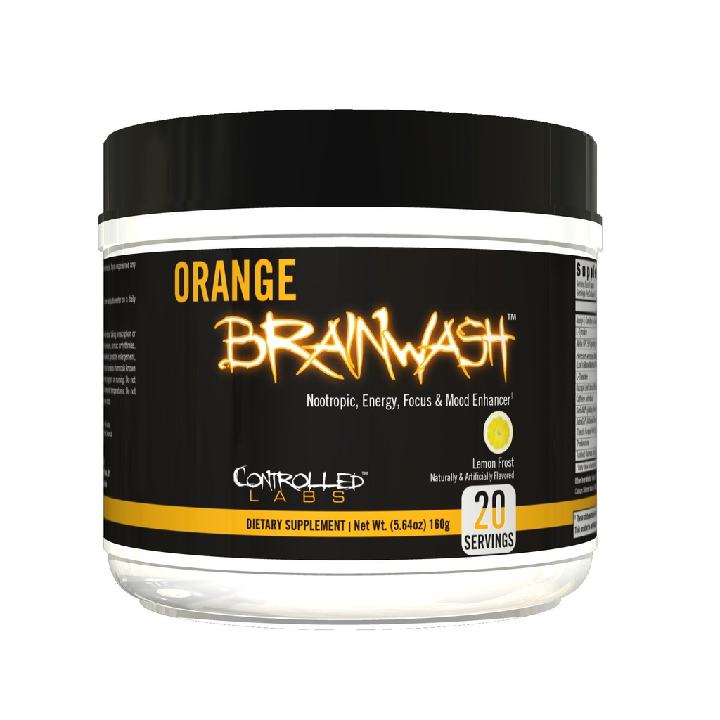 CONTROLLED LABS Orange Brainwash Powder, Enhanced Energy and Focus, 20 Servings BrainNootropic, Helps Increase Stamina and Endurance