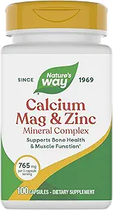 Nature 's Way Calcium Magnesium & Zink Mineral Complex, Understøtter Bone Health & Muscle Function *, Immunstøtte *, 765 mg pr 3 - kapsel servering, Gluten gratis, 100 kapsler (Packaging May Vary)
