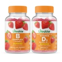 Lifeable B Complex + D-vitamin 10000 IE, Gummies Bundle - Great Tasting, Vitamin Supplement, Gluten Free, GMO Free, Chewable