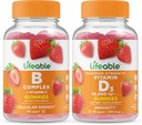Lifeable B Complex + Vitamin D 10000 IU, Gummies Bundle - Great Tasting, Vitamin Supplement, Gluten Free, GMO Free, Chewable