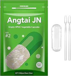 Tomme Veganske Kapsler Størrelse 2 Plant baseret Clear (500 Greve) Gluten Free, Non- GMO, Halal Certified Pill Caps Fyldning Kit med 2 skeer til Vegetarisk gør dine egne kosttilskud