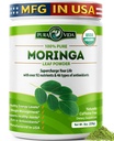 PURA VIDA MORINGA Powder Organic Single Origin - Premium 100% Leaf Powder, USDA Organic Moringa Oleifera, Moringa Leaf Powder - Perfekt til smoothies & opskrifter. 8 oz.