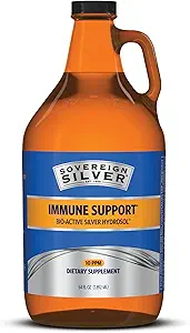 Sovereign Sølv Immunitet Support - Kolloid Sølv, Bio- Active Silver Hydrosol, 10 ppm, Flydende Twist Top, 64 Fl Oz, (1,892 mL)