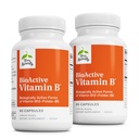 Terry naturligt BioActive Vitamin B - Aid Heart Health med Bioactive B Vitamin - tillæg med Folate & Calcium - B Complex Vitamin til Aid Nervesystemet funktion - 60 kapsler (pakke med 2)