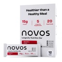Novos Longevity Protein Bar | 15g Protein, 20 Superfoods, 5 Longevity Ingredients for Men & Women | Supports Skin, Mind & Mood | Mixed Berry Crunch (12-Pack)