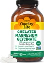 Country Life Chelated Magnesium Glycinate 400mg - High Absorption Magnesium supplement til muskelafslapning, energi, ben & immunforsvar - Glutenfri, Vegan, Halal, Non- GMO Verified - 180 tabletter