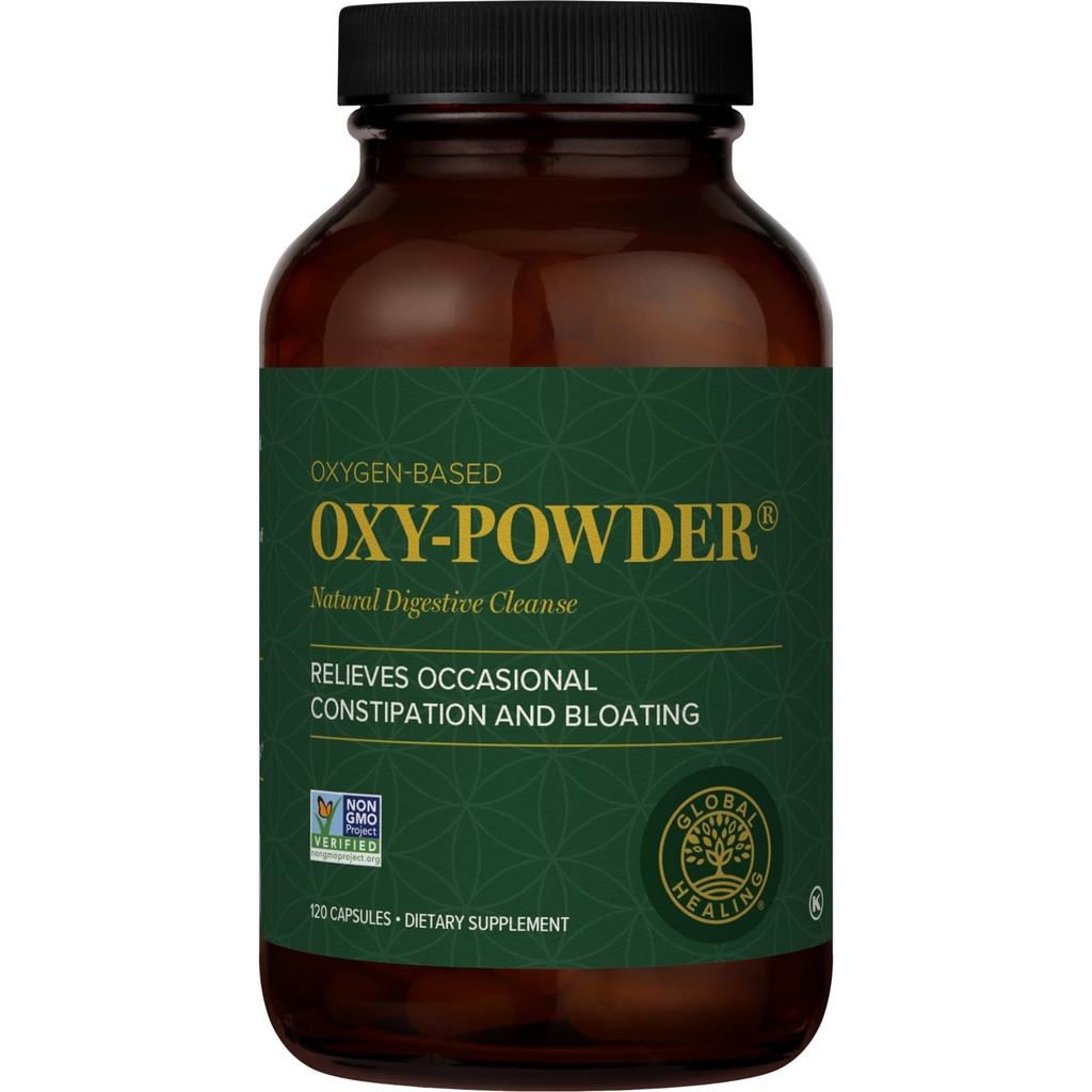 Global Healing Center Oxy- Powder Oxygen Based Safe and Natural Colon Cleanser and Relief from Occasional Constipation (120 kapsler) (Emballage kan variere)