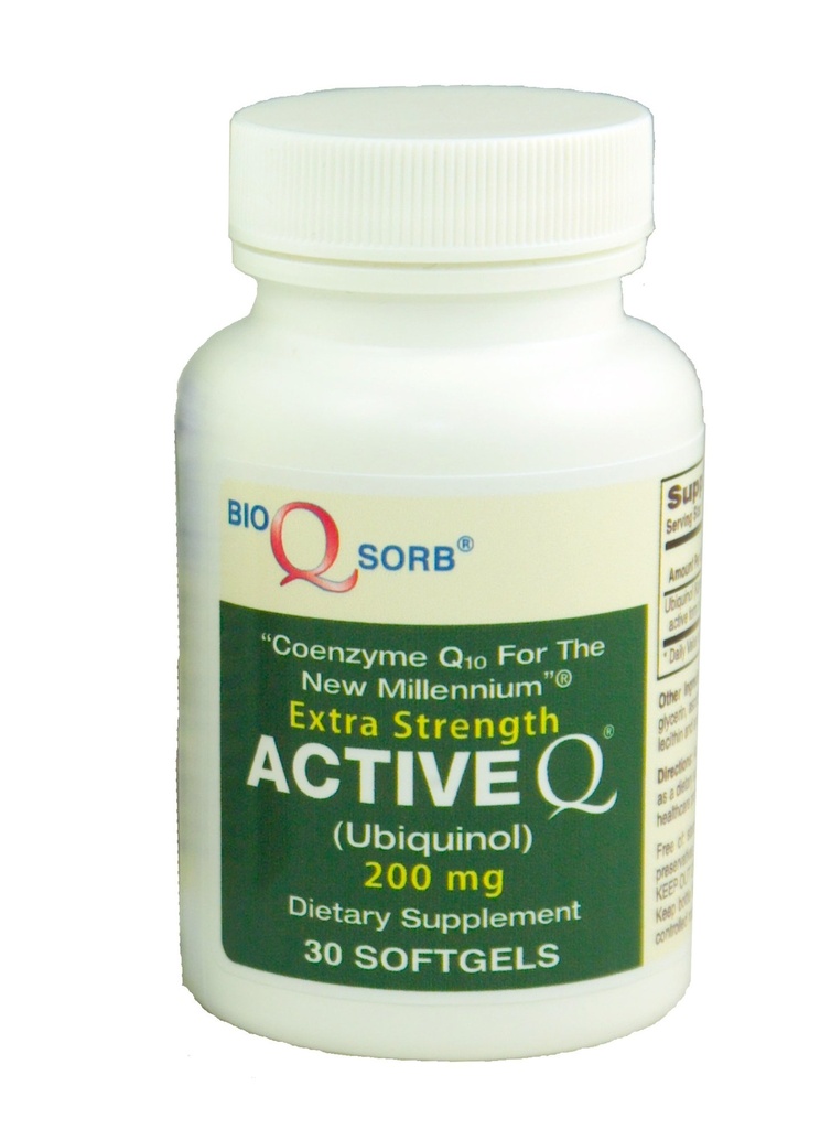 200mg ActiveQ® (30 Softgels) uses Kaneka Ubiquinol CoQ10 the “Active” antioxidant Form of Coenzyme Q10