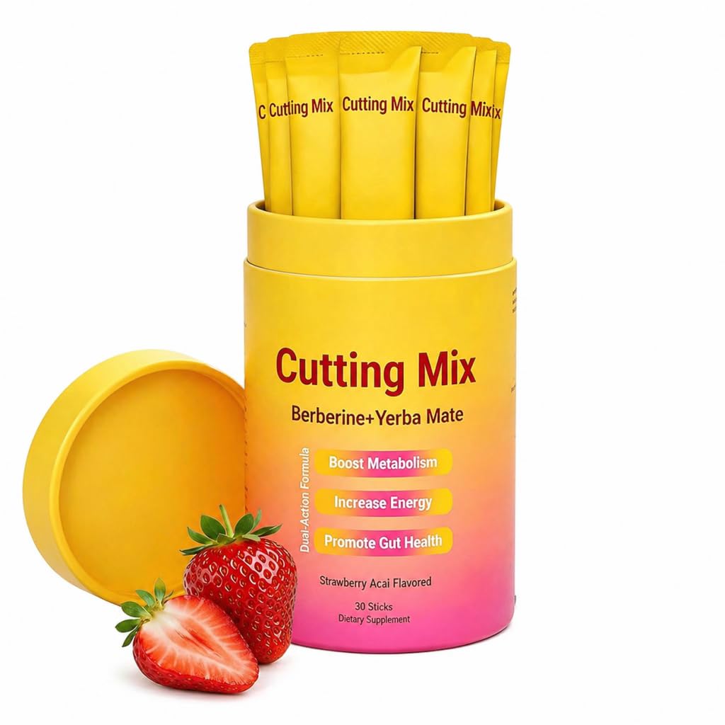 Cutting Drink Mix – Berberine, Chromium, Satiety & Metabolism Suppor | Gut Health & Energy | Sugar-Free, Vegan, Non-GMO | Strawberry Açaí Flavor – 30 Sticks