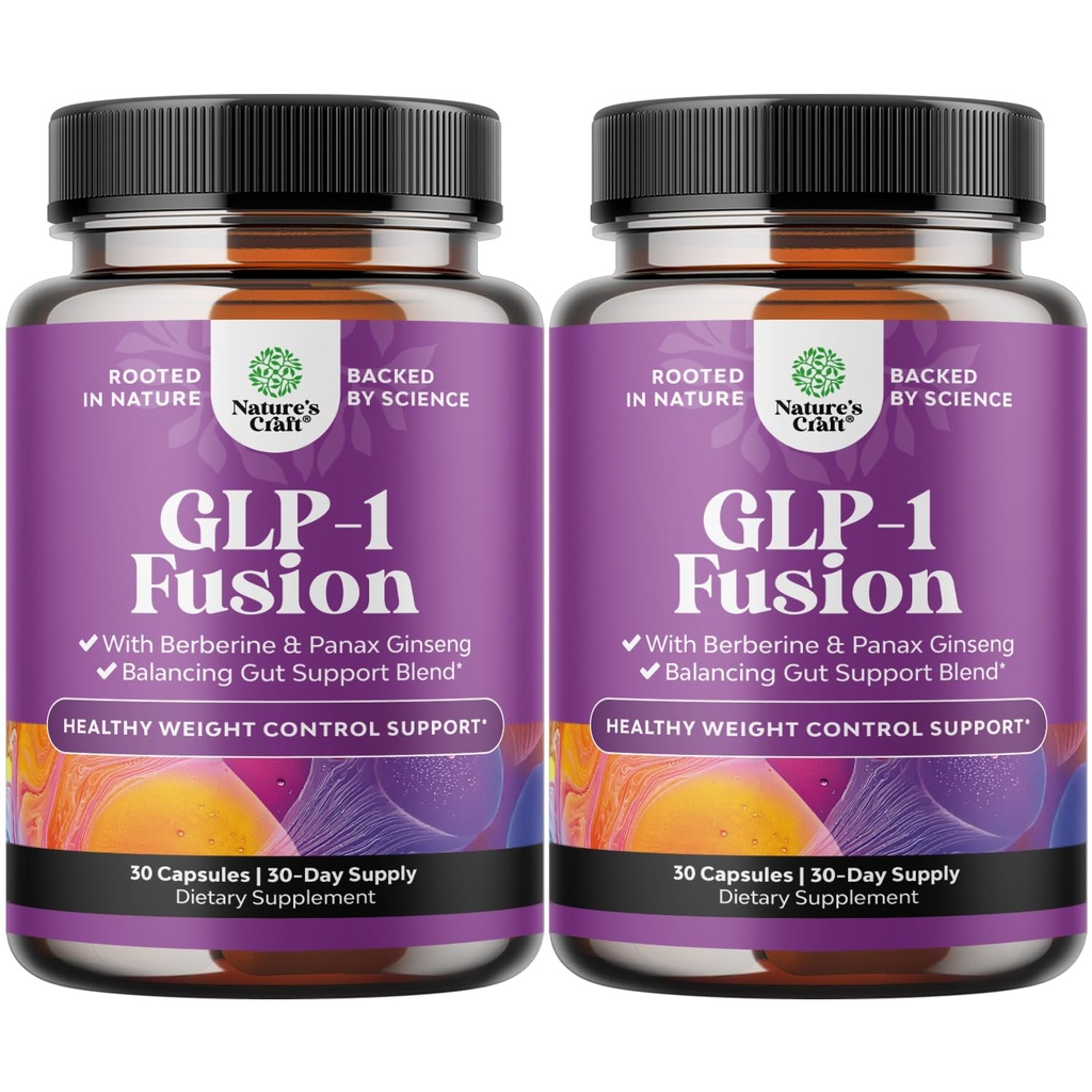 GLP-1 Berberine Supplement - One a Day Healthy Gut Berberine Complex with Panax Ginseng Turmeric Curcumin & Cayenne Pepper for Metabolic Balance - Gluten Free Vegan and Non-GMO - 30 Count - 2 Pack