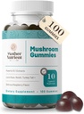 Mushroom Supplement Gummies- Pure Extract Multi Mushrooms Supplement- Chaga, Reishi, Cordyceps & Lions Mane - 50 dages levering Chewable Gummies (100 stk)