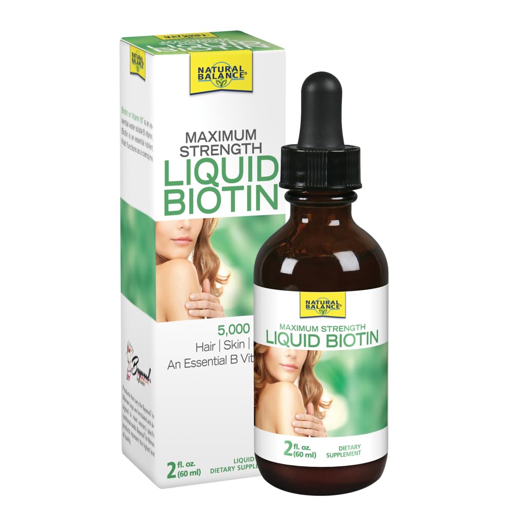 Natural Balance Biotin Liquid 5000mcg | Healthy Hair, Skin & Nails Support | 2 oz, 60 Servings