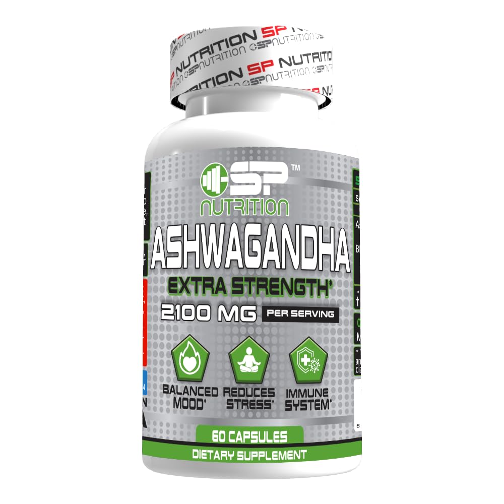 Ashwagandha Extra Strength Supplement, 2100mg per Serving, 60 Capsules, Stress & Mood Support