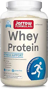 Jarrow formulas Whey Protein med 18 g protein, 3,8 g BCAA og Glutamin, Kosttilskud til muskel funktion og inddrivelse Support, 32 oz Unflavored Powder, Ca 38 Day Supply