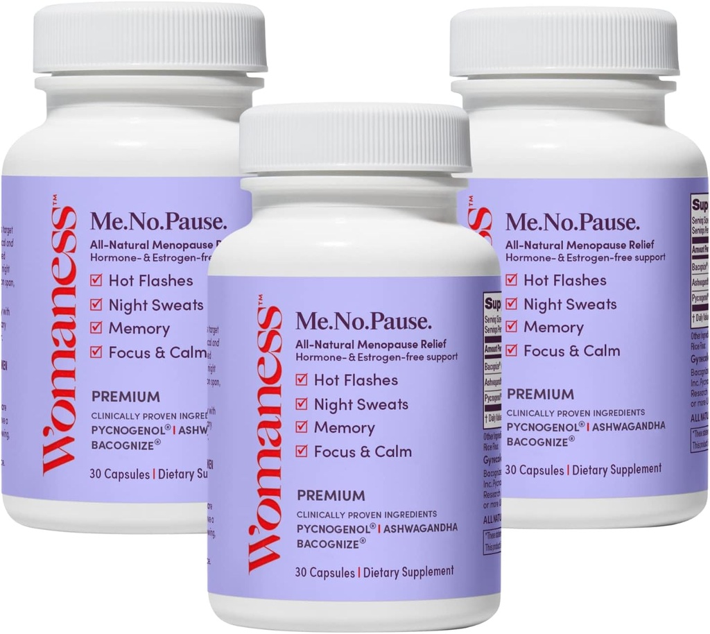 Kvindelige menopause Kosttilskud til kvinder - Paumenopause & Menopause Relief for Hot Flashs, Night Sweats, Vaginal Dryness, Brain Fog & Mood Support - Hormone & Estrogen- Free (3 Pack)