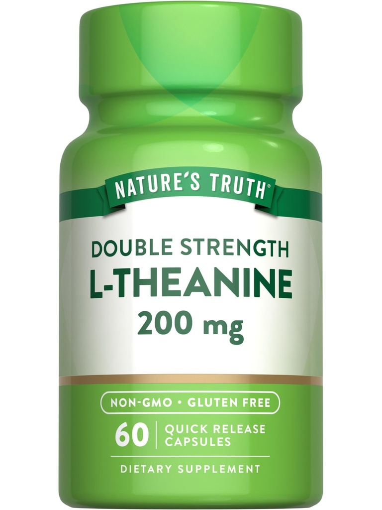 Nature 's Truth L Theanine against 124; 200mg against 124; 60 Quick Release kapsler against 124; Non- GMO & Gluten Free Supplement