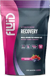 Fluid Recovery Post-Workout Drink Mix - Whey Isolate Protein, L-Glutamine, Carbs, All Natural Ingredients, Gluten-Free, Lactose-Free (Mixed Berry)