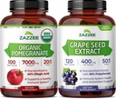 Zazzee USDA Organic Pomegranate Extract & Antioxidant Rich Grape Seed Extract | Polyphenol Anti Aging Bundle | Non-GMO Vegan & ISO Lab Tested