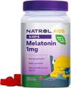 Natrol Kids Melatonin 1 mg, Kosttilskud til afslappende søvn, Melatonin Gummies for Kids, 180 Raspberry- aromatiserede Gumies, Op til en 180 dages forsyning