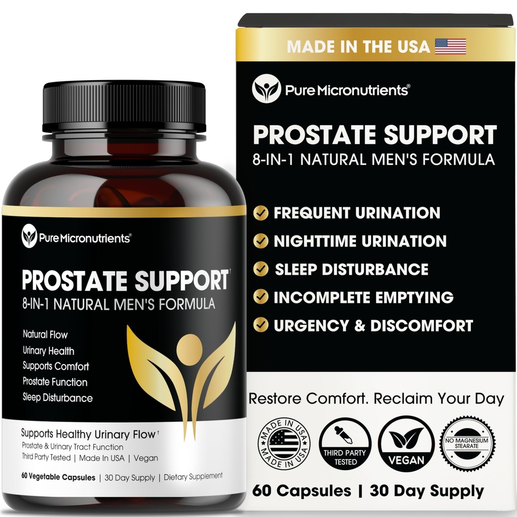 Pure Mikronutrients Advanced Prostata Health Supplement - Saw Palmetto, Beta- sitosterol, Stinging Nettle Root, & Lycopene - Brege Control & Urinary Support Kosttilskud til mænd