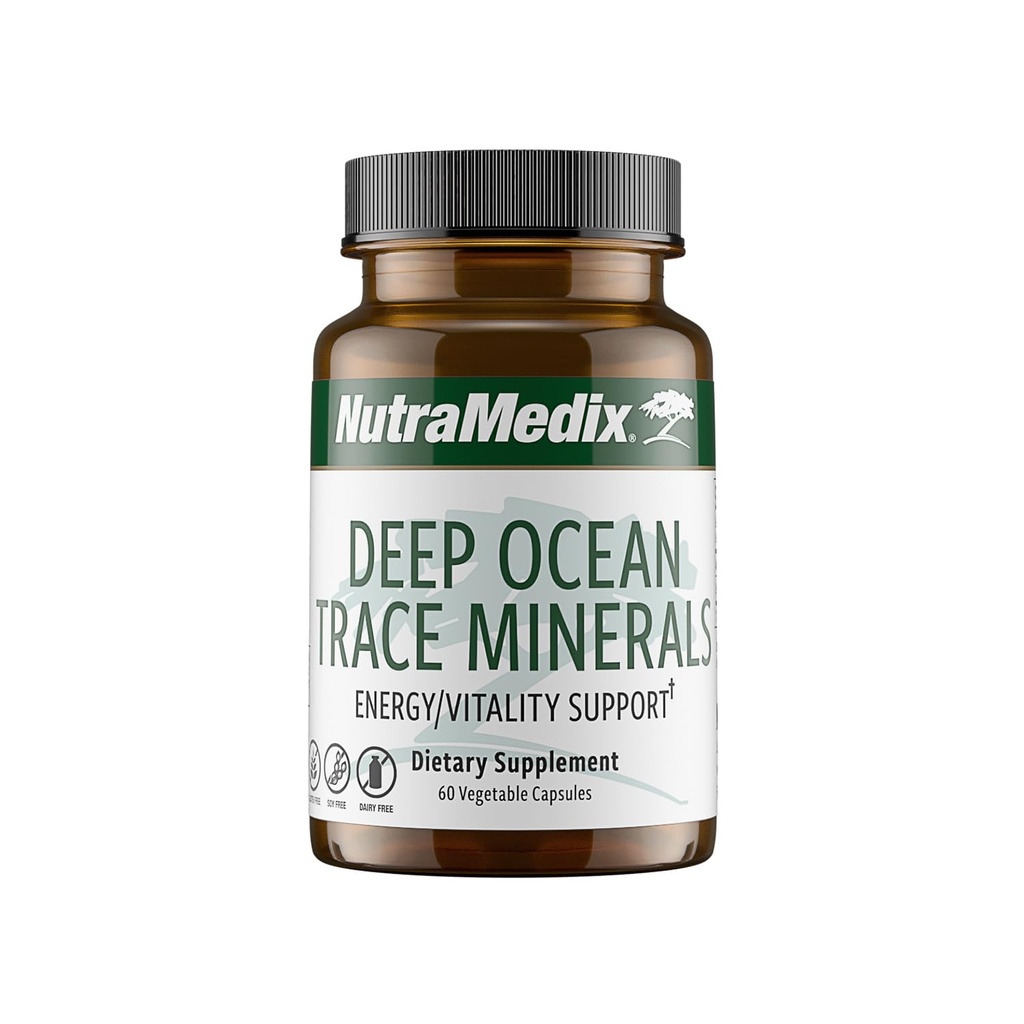 NutraMedic Deep Ocean Trace Minerals 1.000mg - Mineral & Energy Supplements - Magnesium, Zink, Kalium, Bor, Phosphorus & Mangan - Elektrolyte Support (60 kapsler)
