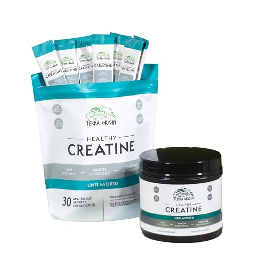 TERRA ORIGIN Creatine Monohydrate Bundle | 130 Servings Stick Pack and Jar Combo | Support for Muscle and Cognitive Performance* | Unflavored, Gluten Free, Zero Sugar