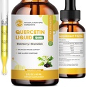 (2 Pack) Quercetin Flydende dråber - Quercetin Kosttilskud 700mg - 4X stærkere end piller & kapsler - 5 i 1 Quercetin med bromelain Elderberry Vitamin til Immunitet Luftveje - 2 Fl Oz * 2