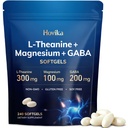 L-Theanine Softgels 300mg with Magnesium Bisglycinate 500mg Magnesium Citrate 300mg, GABA 200mg | Enhanced Absorption with Coconut Oil | Calm, Relaxation & Focus Support | Non-GMO
