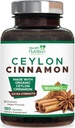 Ceylon Cinnamon Capsules 1800mg - Certified Organic Ceylon Cinnamon Powder Supplement, Flasket i USA, Ekstra Styrke Energi & Hjertehjælpepiller, Non- GMO & Gluten Free, Sugar Free - 180 Kapsler