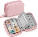 Zannaki Cute Pill Organizer til purse med to Aftagelige 7-Day Pill Box, Rejser PU Leather Pill Case, Bærbar Ugentlig Pill Container med opbevaring taske til at holde vitaminer, fiskeolier, Kosttilskud (Pink)