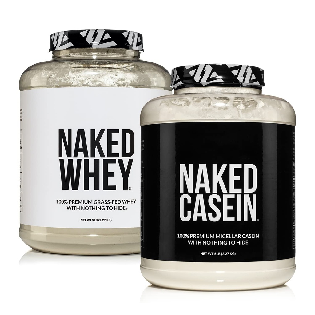 NAKED Grass Fed Protein Bundle: 5LB Unflavored Whey og 5LB Casein uden smag