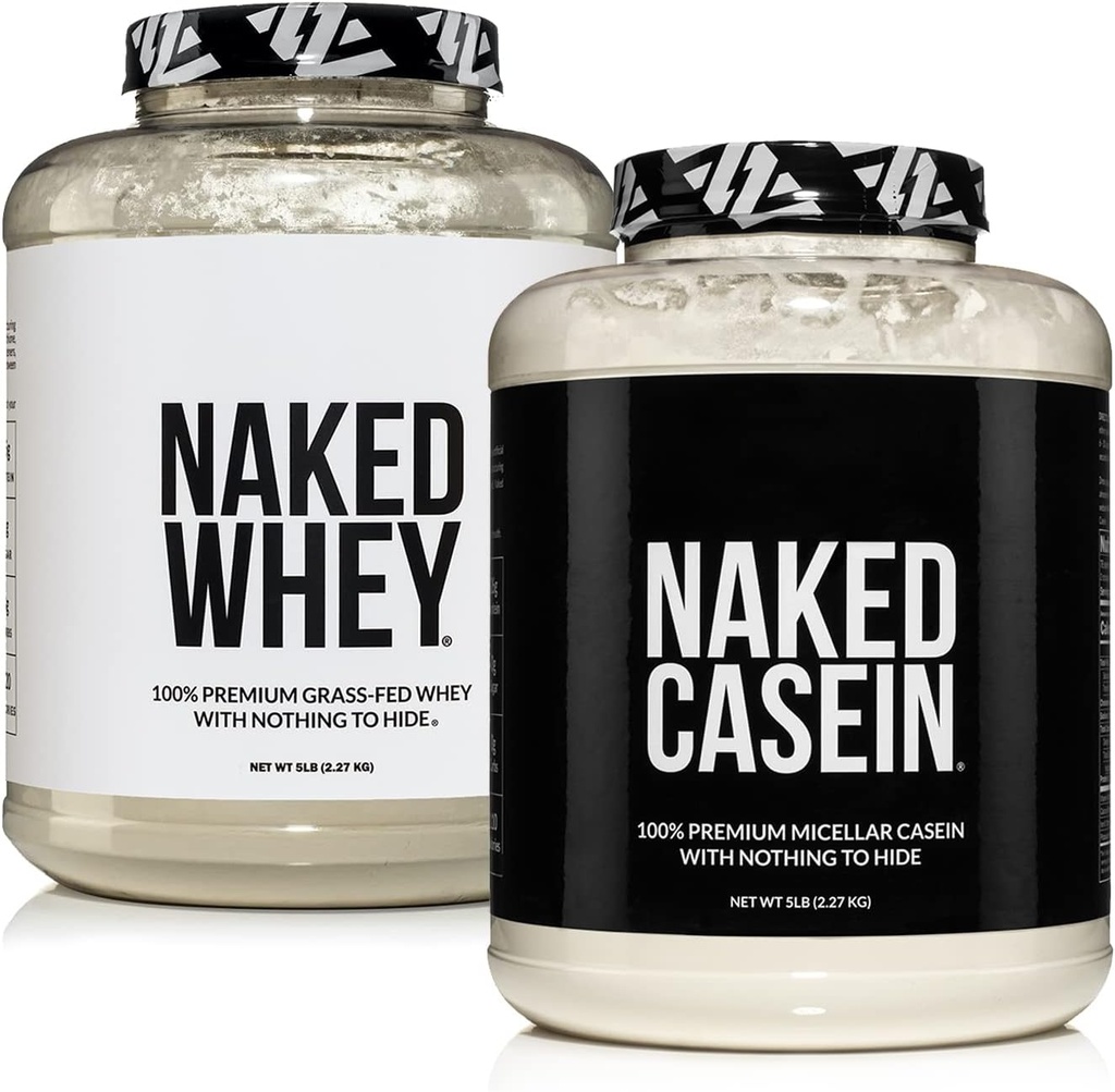 NAKED Grass Fed Protein Bundle: 5LB Unflavored Whey og 5LB Casein uden smag