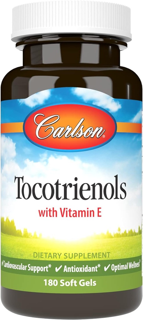 Carlson - Tocotrienoler, 40 mg, med Natural- Source Vitamin E, Gamma, Alpha, Delta, Beta, Sustainable Sourced, 180 Softgels
