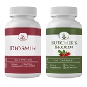 PURE ORIGINAL INGREDIENSER Diosmin og Butcher 's Broom Bundle, 100 kapsler Hver, Altid Rene, Ingen tilsætningsstoffer eller Fyldere