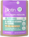 2X Stronger Hair Growth & Nail Strength Capsules 10,000 mcg Biotin, 620 mg Collagen & 100mg Keratin Thicker, Fuller Hair, Stronger Nails, Radiant Skin Clinically Proven in 30 Days 60 Capsules