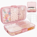 FEST Weekly Pill Organizer med etiketter, 8 Compartments Travel Daily Pill Case lufttæt Fugtfast Stor Pill Box til at holde vitaminer, fiskeolie, kosttilskud, bomuld swab og Bandages- Pink