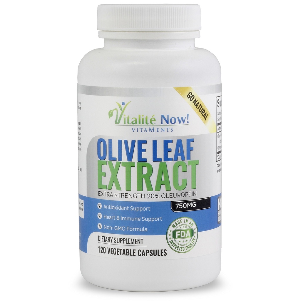 Super Strength Best Olive Leaf Extract (non-GMO) - 20% Oleuropein - immunsupporttillæg - op til 4 måneder - 750mg kapsler - Vegetar - 120 Greve