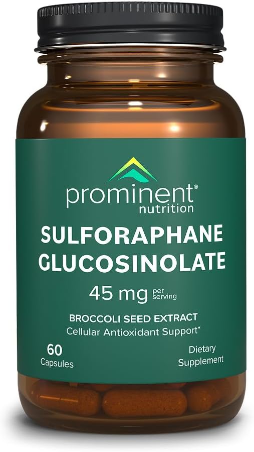Fremtrædende Nutrition Sulforaphane Glucosinolate Supplement, Cellular Antioxidant Support, Sulforaphane Supplement 45 mg, 30 dages forsyning - 1 pakning