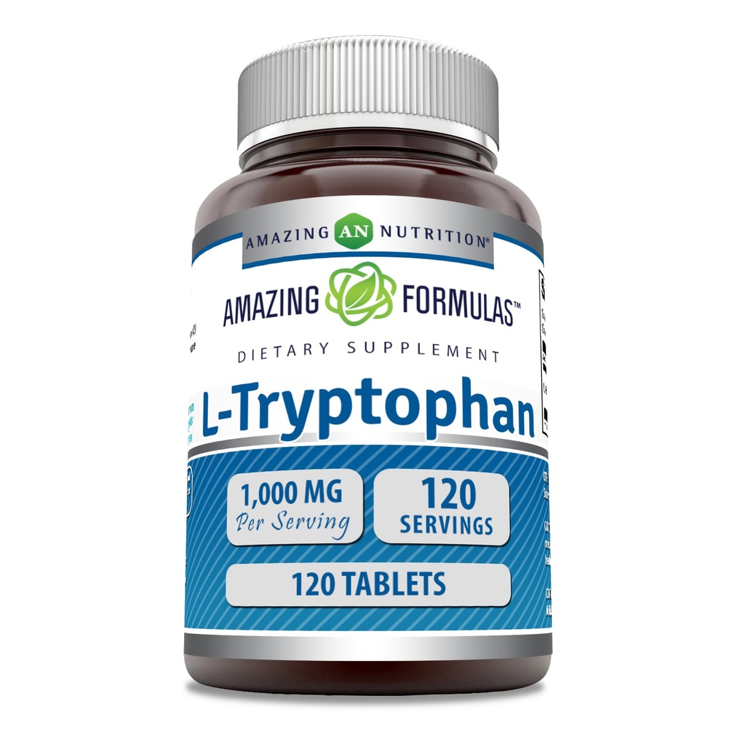 Amazing Formulas L- Tryptophan 1000mg tabletter Supplement 124; Non- GMO Note 124; Gluten Free