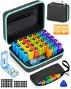 Månedlig Pill Organizer 2 gange om dagen, med Ugentlig Pill Bag, Bærbar Hard Shell, Pill Cutter, Plastic Åbning Pick, Månedlig & Ugentlig Stickers, Praktisk Medicin Management og Tracking