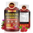 Berberine Gummies 2000 mg, Berberine Supplement with Ceylon Cinnamon, Turmeric, Milk Thistle, Magnesium, Chromium for Immune Support, Sugar Free, Vegan, Raspberry Flavor, 60 Count-1 Pack