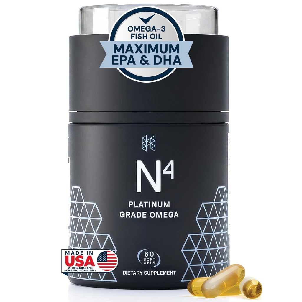 HPN N(4) Icelandic Omega-3 Fish Oil, 3,000 mg DHA & EPA | Increase Muscle Growth, Joint, and Brain Health | No Heavy Metals or Toxins | 60 Softgel Capsules