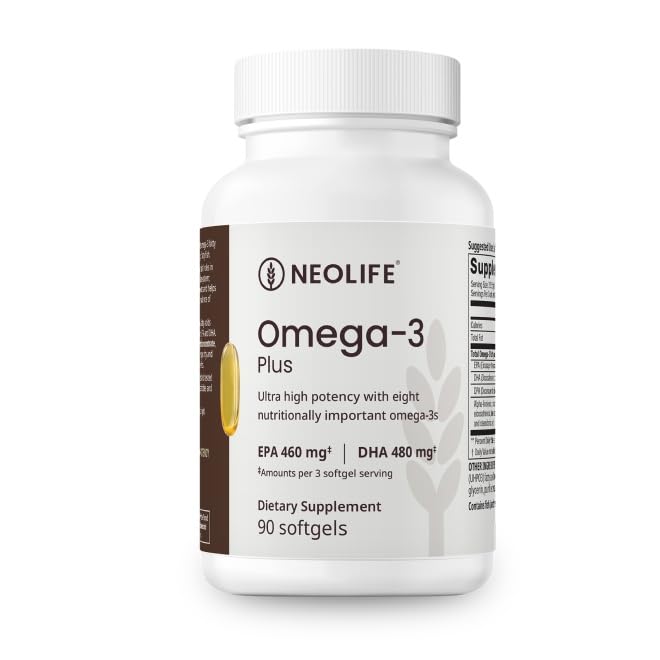 NeoLife Omega-3 Fish Oil Plus, 90 Softgels Omega 3 Supplement for Women & Men, 1070mg Fish Oil Fatty Acid per Serving, EPA DHA DPA, Wild-Caught Supplements